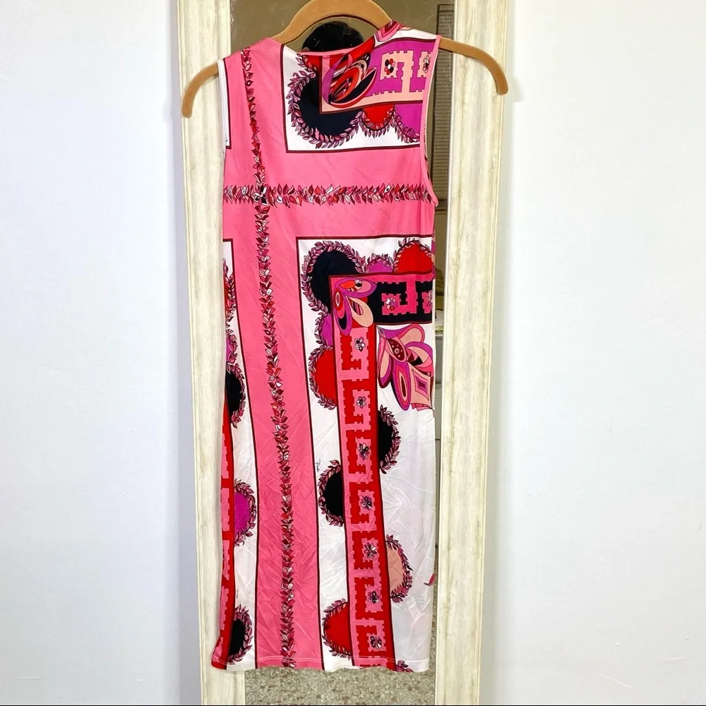 Emilio Pucci white pink red geometric print dress - Picture 9 of 16